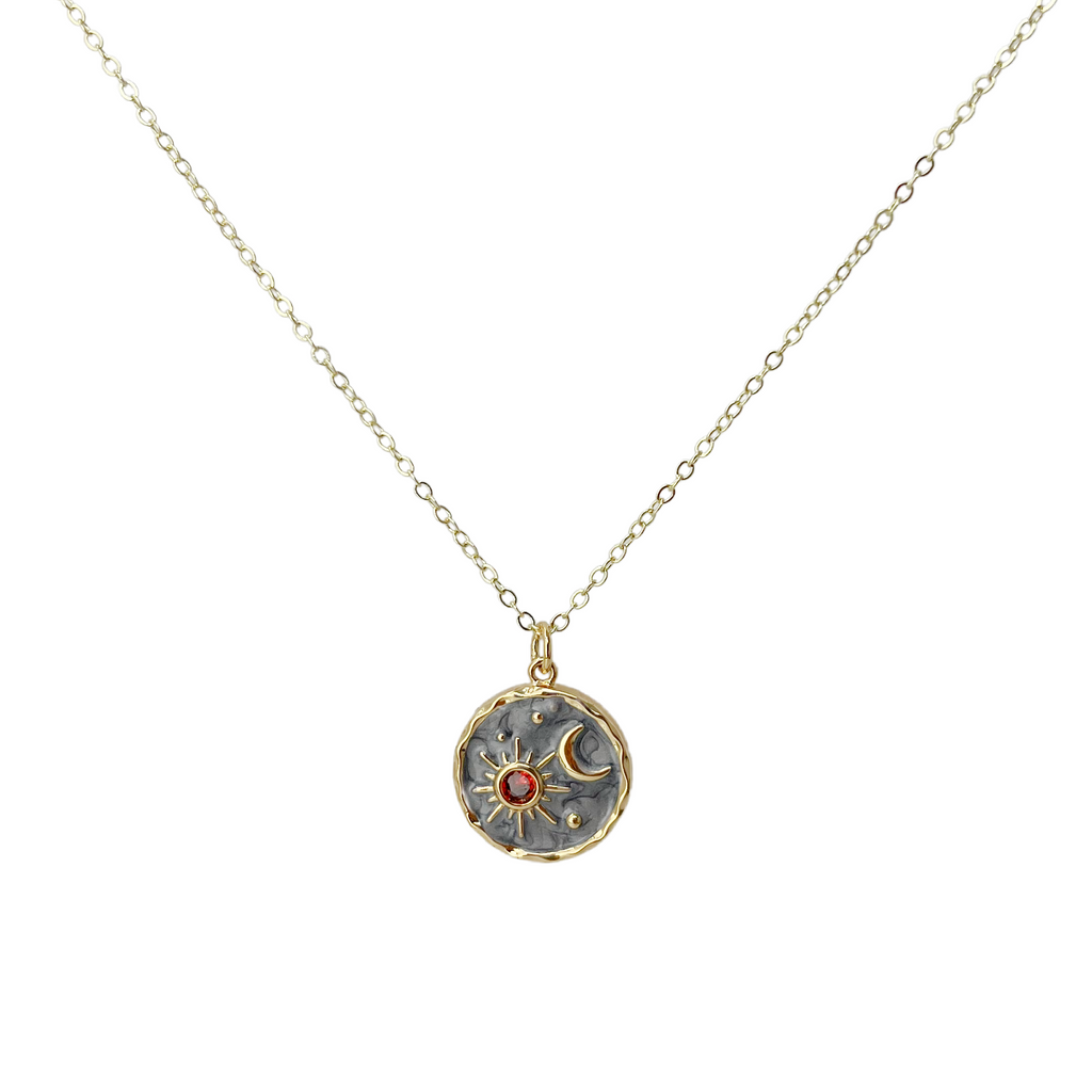Sun and Moon Necklace Gold Celestial Friendship Coin Pendant Jewelry