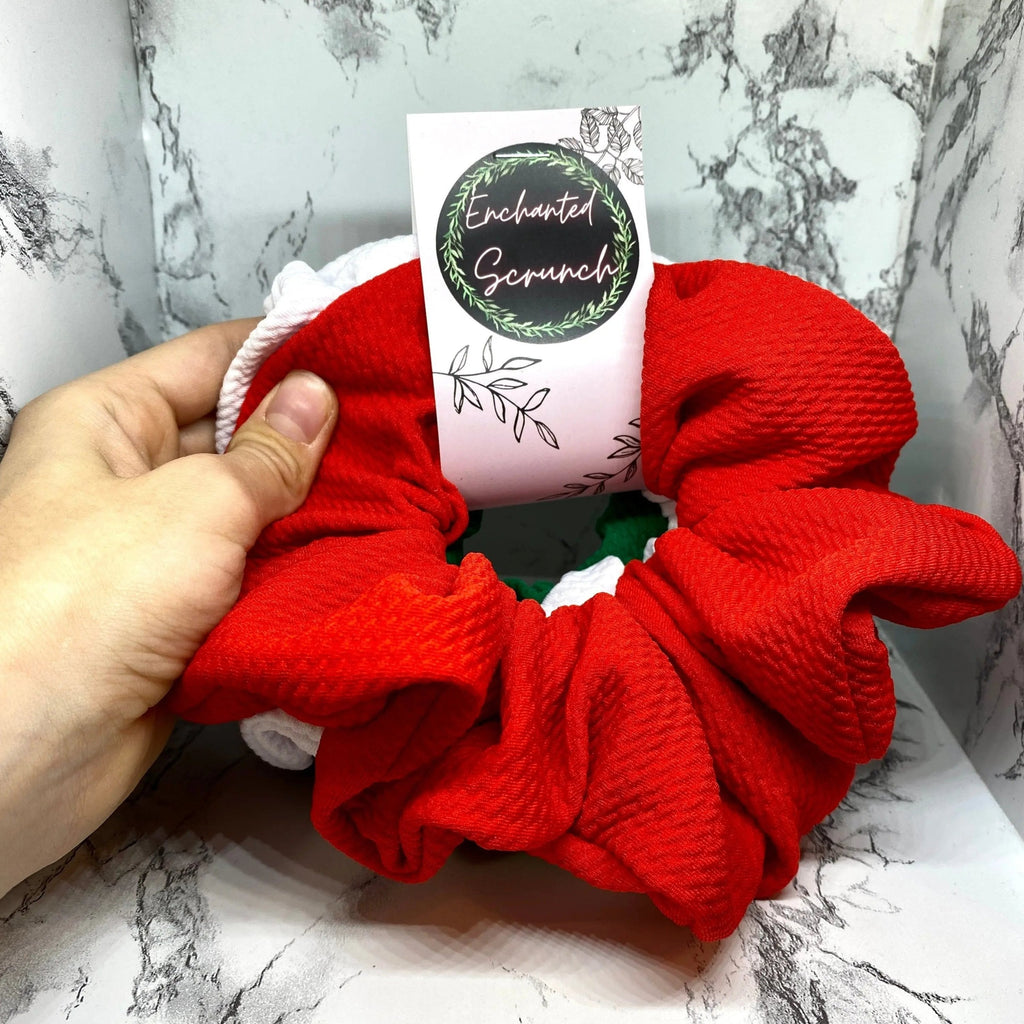 Green, Red and White Scrunchie Trio