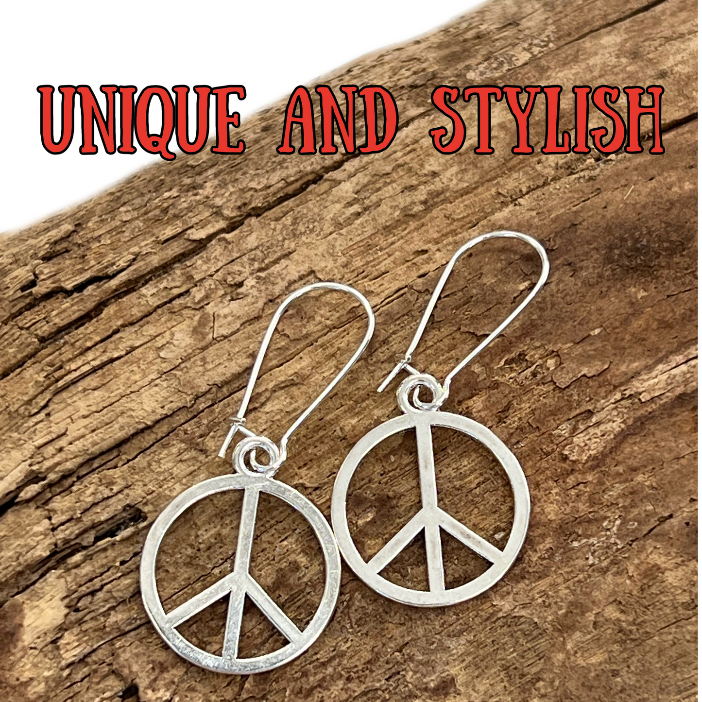 Peace Sign Earrings Gold Silver Boho Hippie Symbol Minimalist Dangle Jewelry