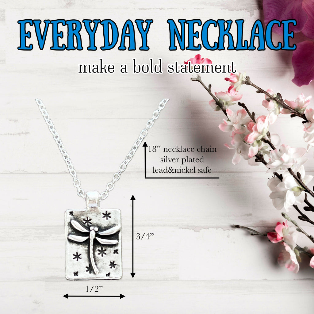 Tiny Dragonfly Pendant Necklace Minimalist Nature Jewelry Gift Silver