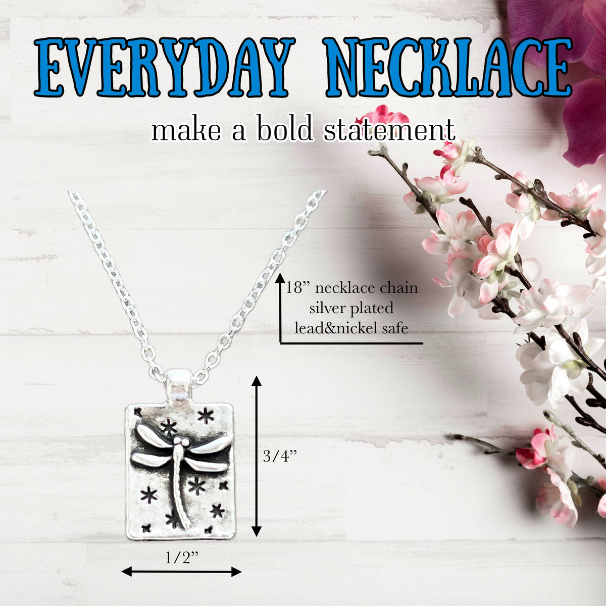 Tiny Dragonfly Pendant Necklace Minimalist Nature Jewelry Gift Silver