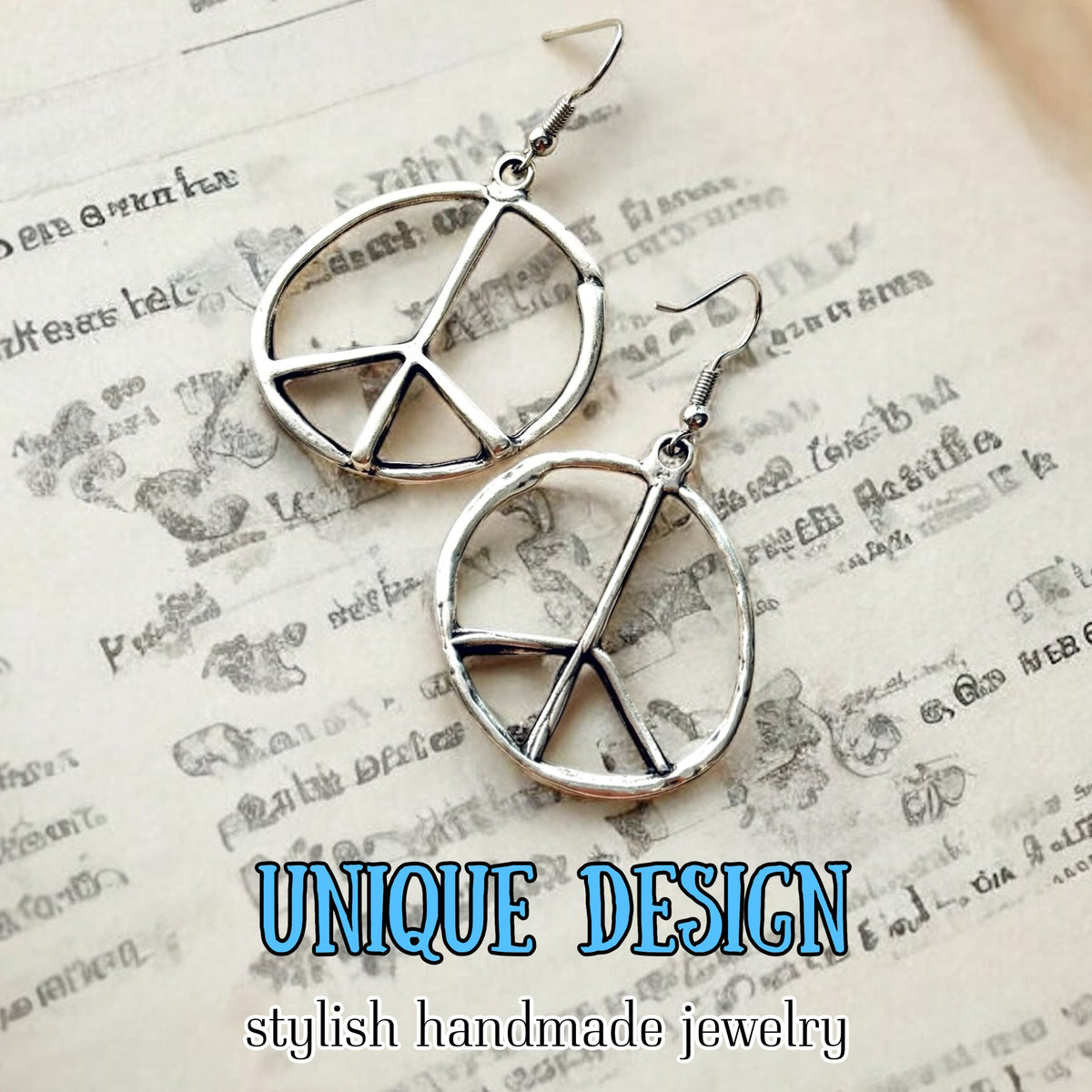 Peace Sign Earrings Boho Hippie Symbol Silver Bronze Dangle Jewelry