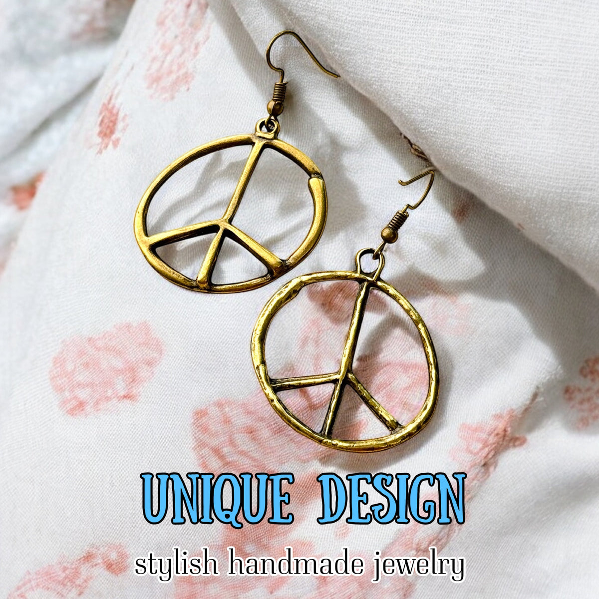 Peace Sign Earrings Boho Hippie Symbol Silver Bronze Dangle Jewelry