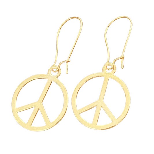 Peace Sign Earrings Gold Silver Boho Hippie Symbol Minimalist Dangle Jewelry