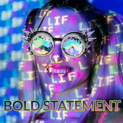 Spiked Rave Goggles – Festival Kaleidoscope Eyewear