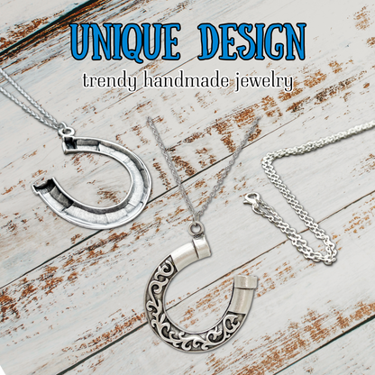 Horseshoe Necklace Silver Lucky Charm Western Cowgirl Jewelry