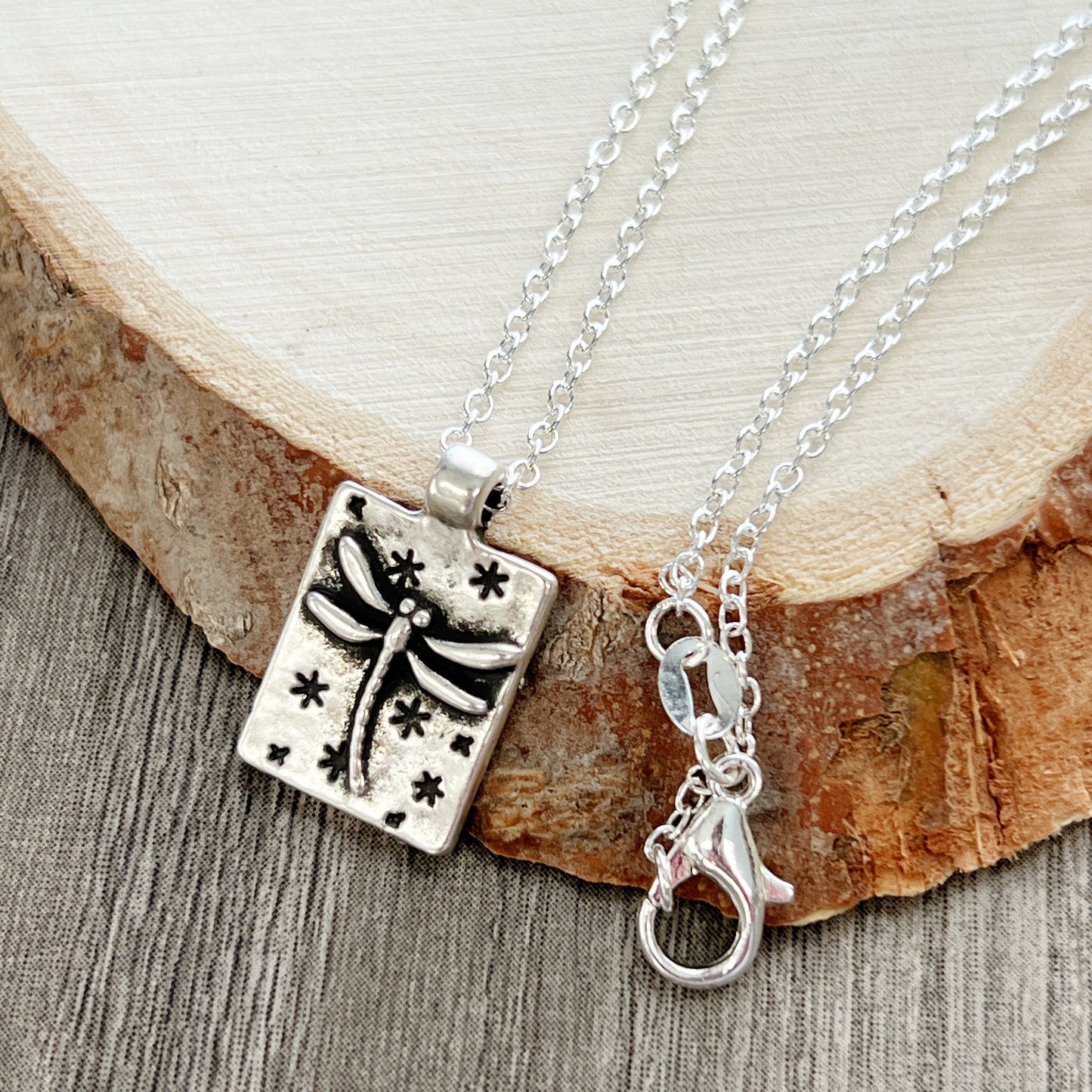 Tiny Dragonfly Pendant Necklace Minimalist Nature Jewelry Gift Silver