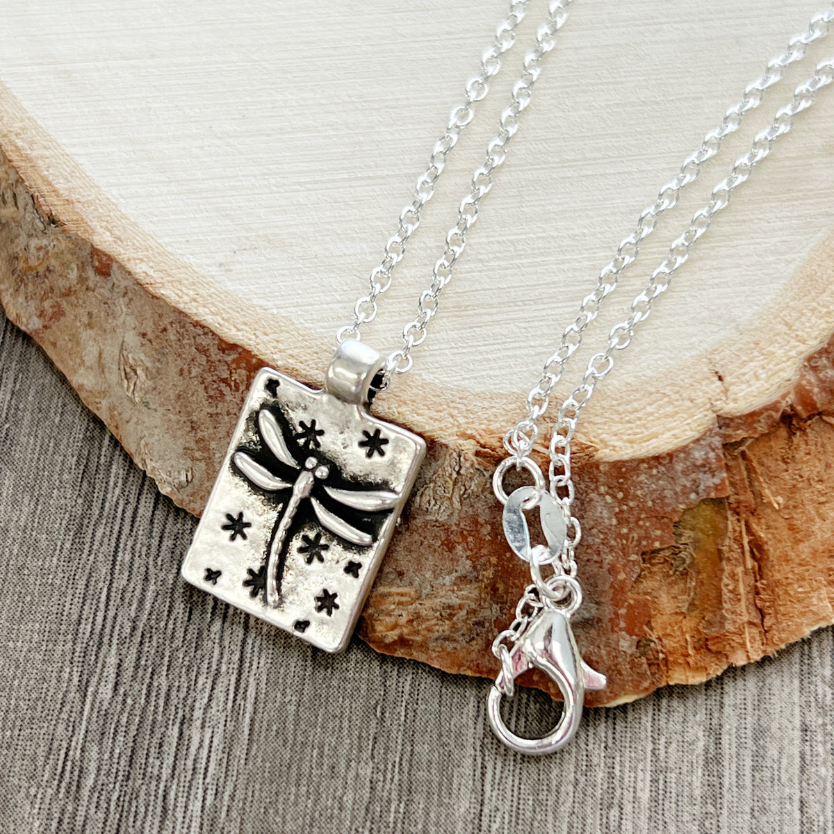 Tiny Dragonfly Pendant Necklace Minimalist Nature Jewelry Gift Silver