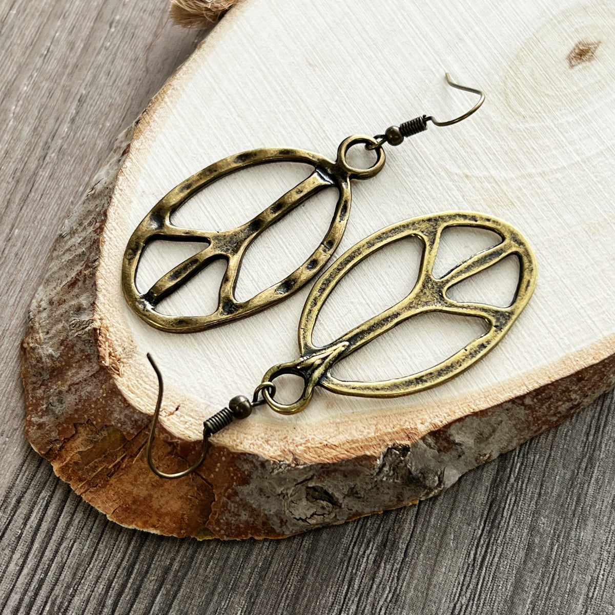 Peace Sign Earrings Boho Hippie Symbol Jewelry Bronze Silver Festival Dangle Earrings