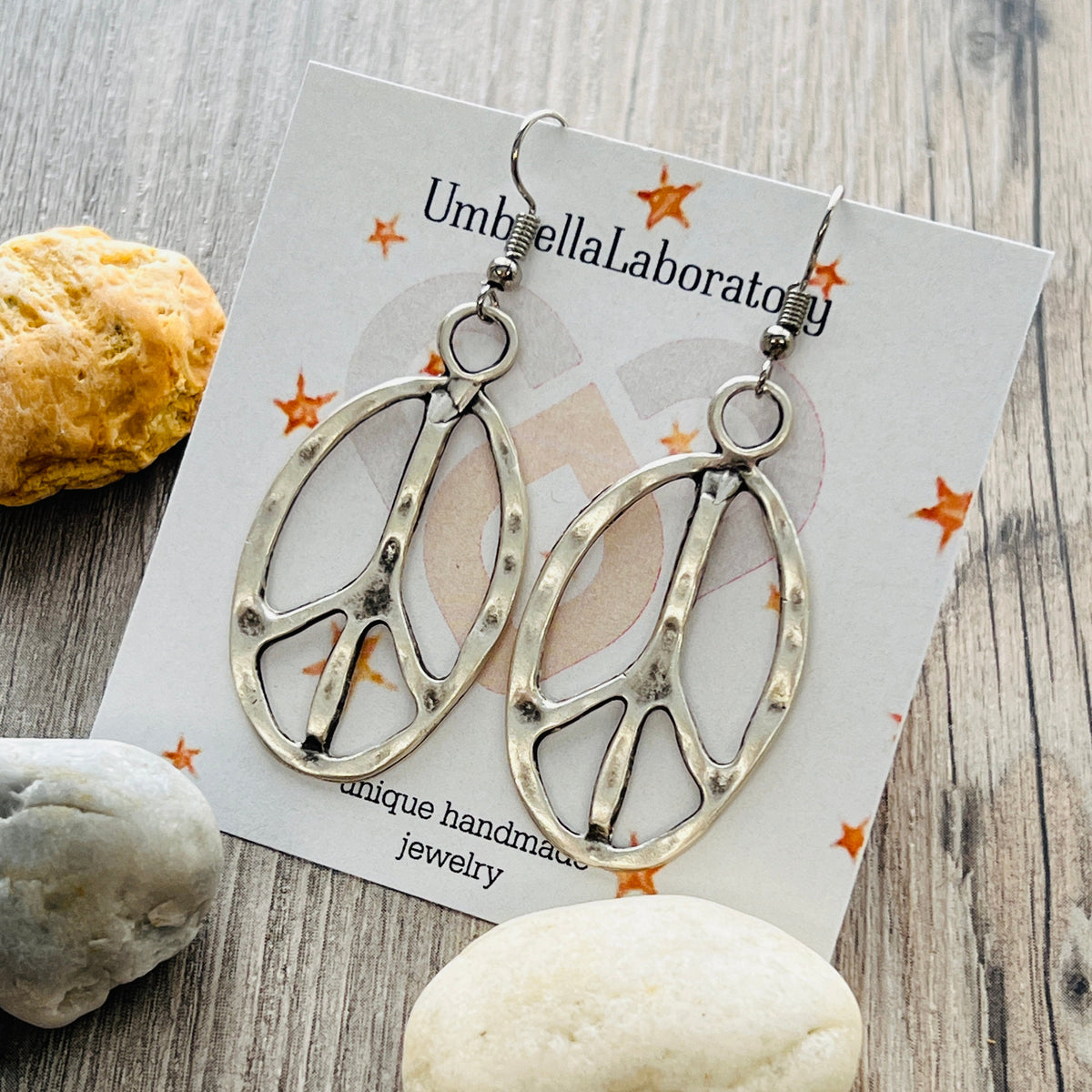 Peace Sign Earrings Boho Hippie Symbol Jewelry Bronze Silver Festival Dangle Earrings