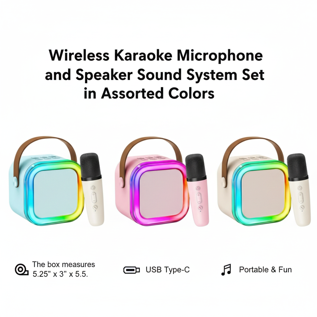 Karaoke Microphone and Wireless Speaker Sound System Set