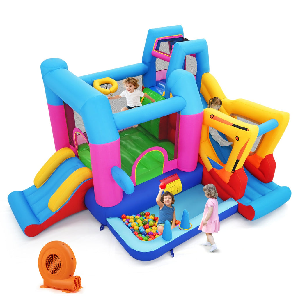 Inflatable Bounce House 8-in-1 Excavator Theme with Blower