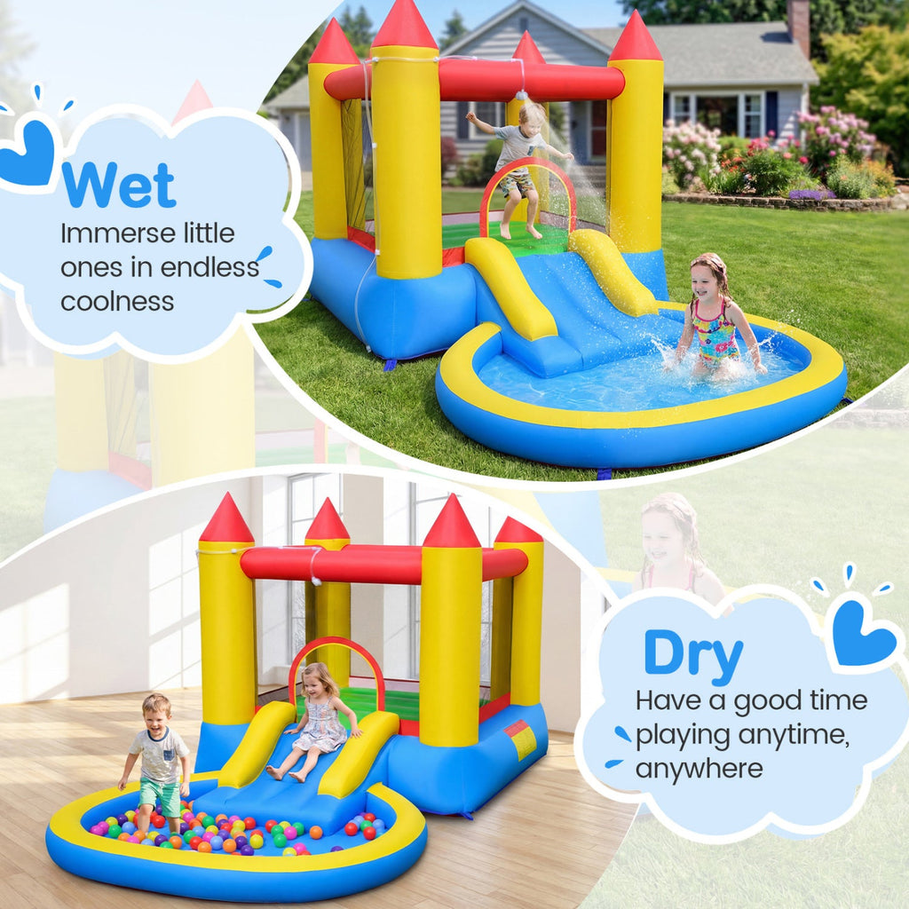 Inflatable Bounce House with Water Slide and 370W Blower