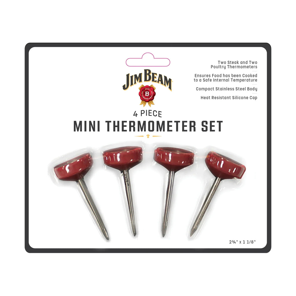 Jim Beam 4 Piece Mini Meat Thermometer Set – Instant-Read Doneness Indicators