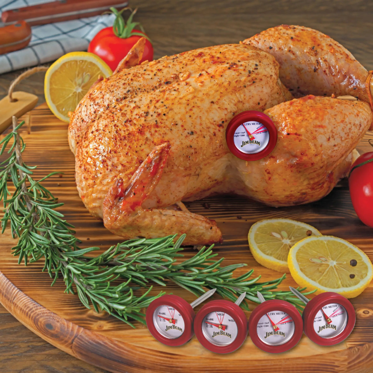Jim Beam 4 Piece Mini Meat Thermometer Set – Instant-Read Doneness Indicators