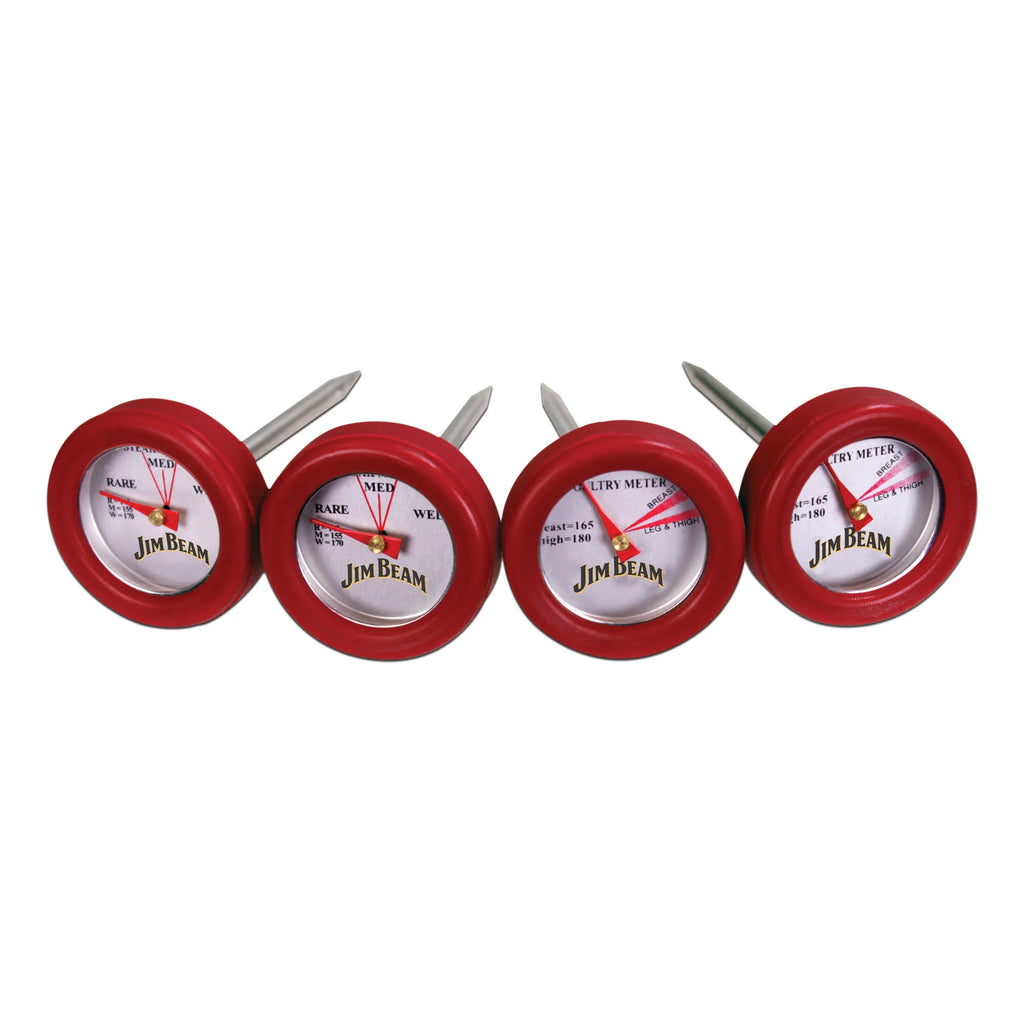 Jim Beam 4 Piece Mini Meat Thermometer Set – Instant-Read Doneness Indicators