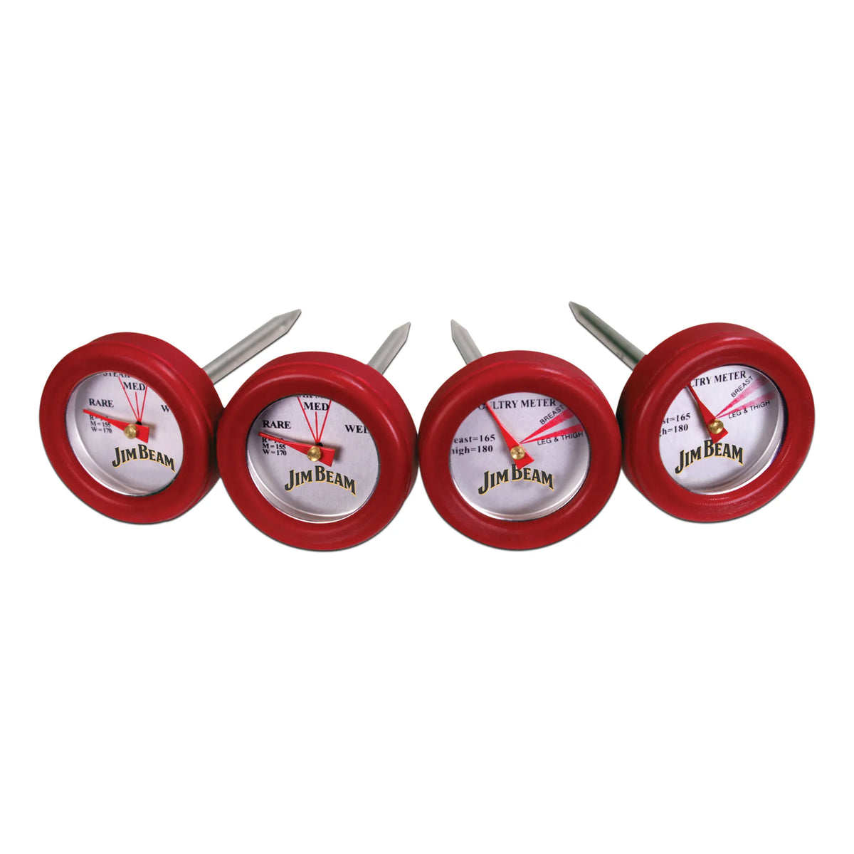 Jim Beam 4 Piece Mini Meat Thermometer Set – Instant-Read Doneness Indicators