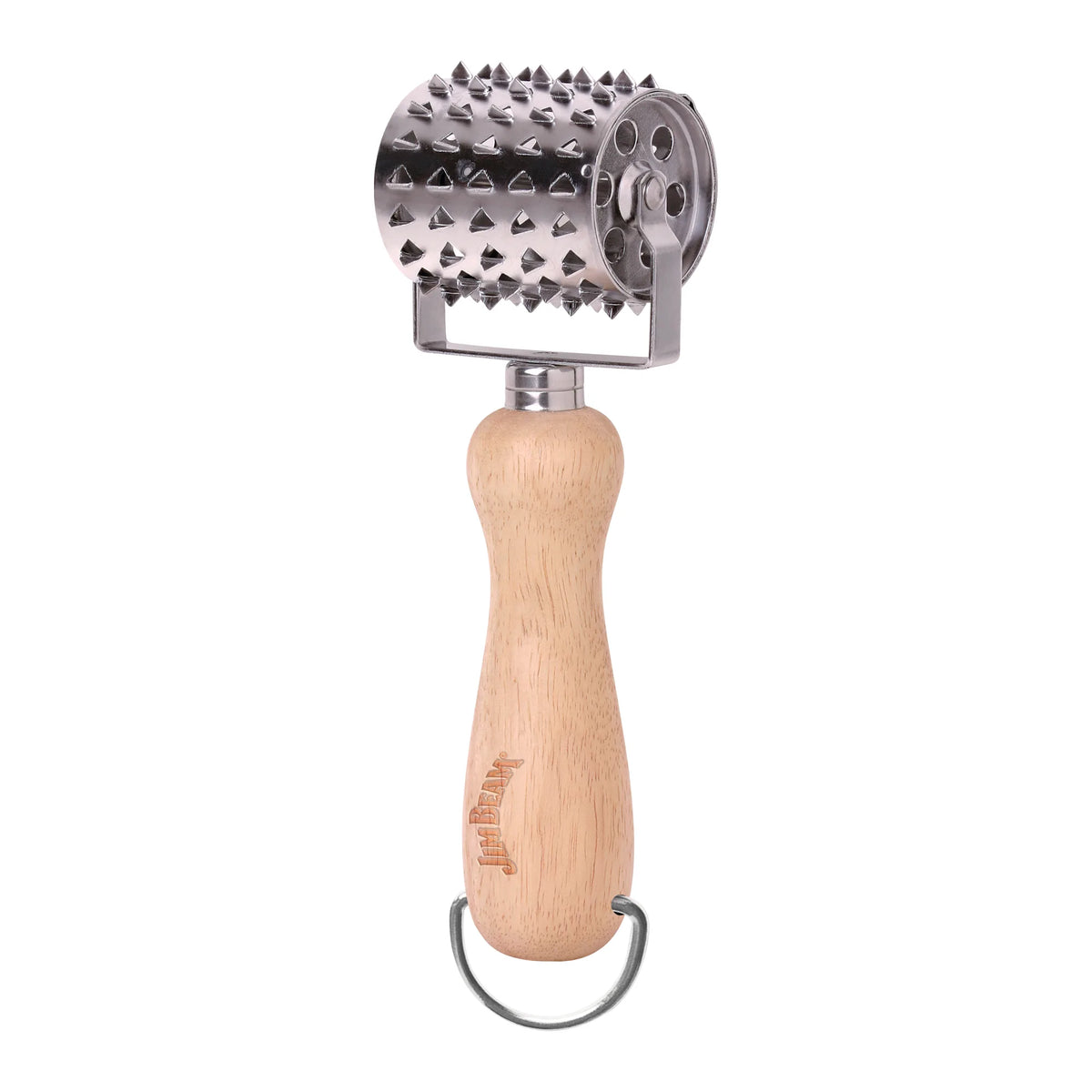 Jim Beam Stainless Steel Rolling Meat Tenderizer – Wooden Handle Blade Roller
