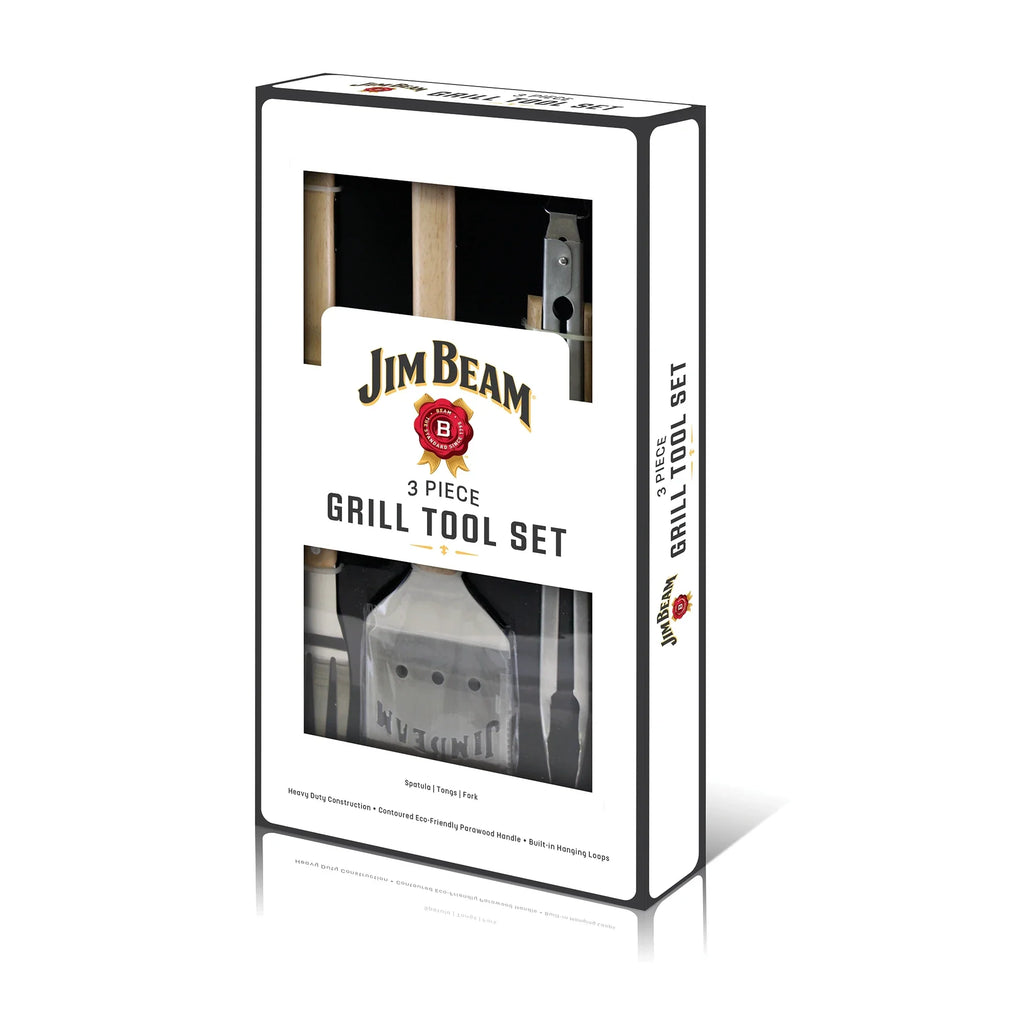 Jim Beam 3 Piece Grill Tool Set with Para-Wood Handles
