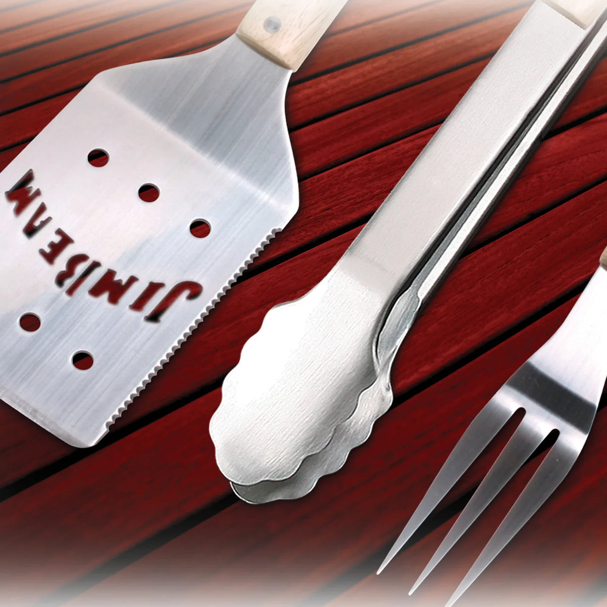 Jim Beam 3 Piece Grill Tool Set with Para-Wood Handles