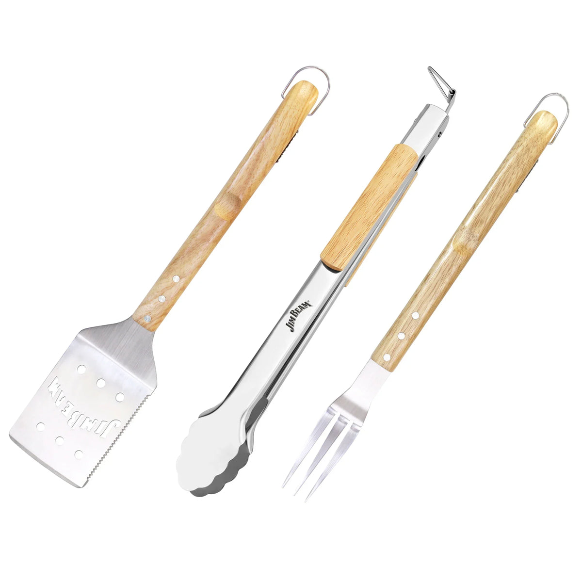 Jim Beam 3 Piece Grill Tool Set with Para-Wood Handles