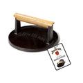 Jim Beam Cast Iron Burger Press – Heavy-Duty Smash Burger Press with Wood Handle