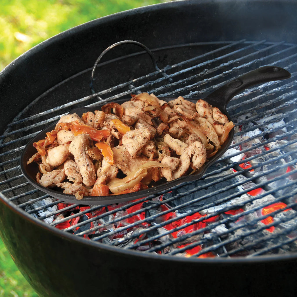 Jim Beam Cast Iron Skillet Set with Handle Mitt & Wood Trivet