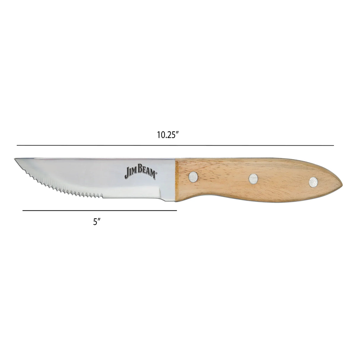 Jim Beam 4 Piece Serrated Steak Knife Set – Triple-Riveted Contour Wood Handles