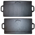 Jim Beam Cast Iron Reversible Grill & Griddle – Double-Sided Stovetop Cooking Pan