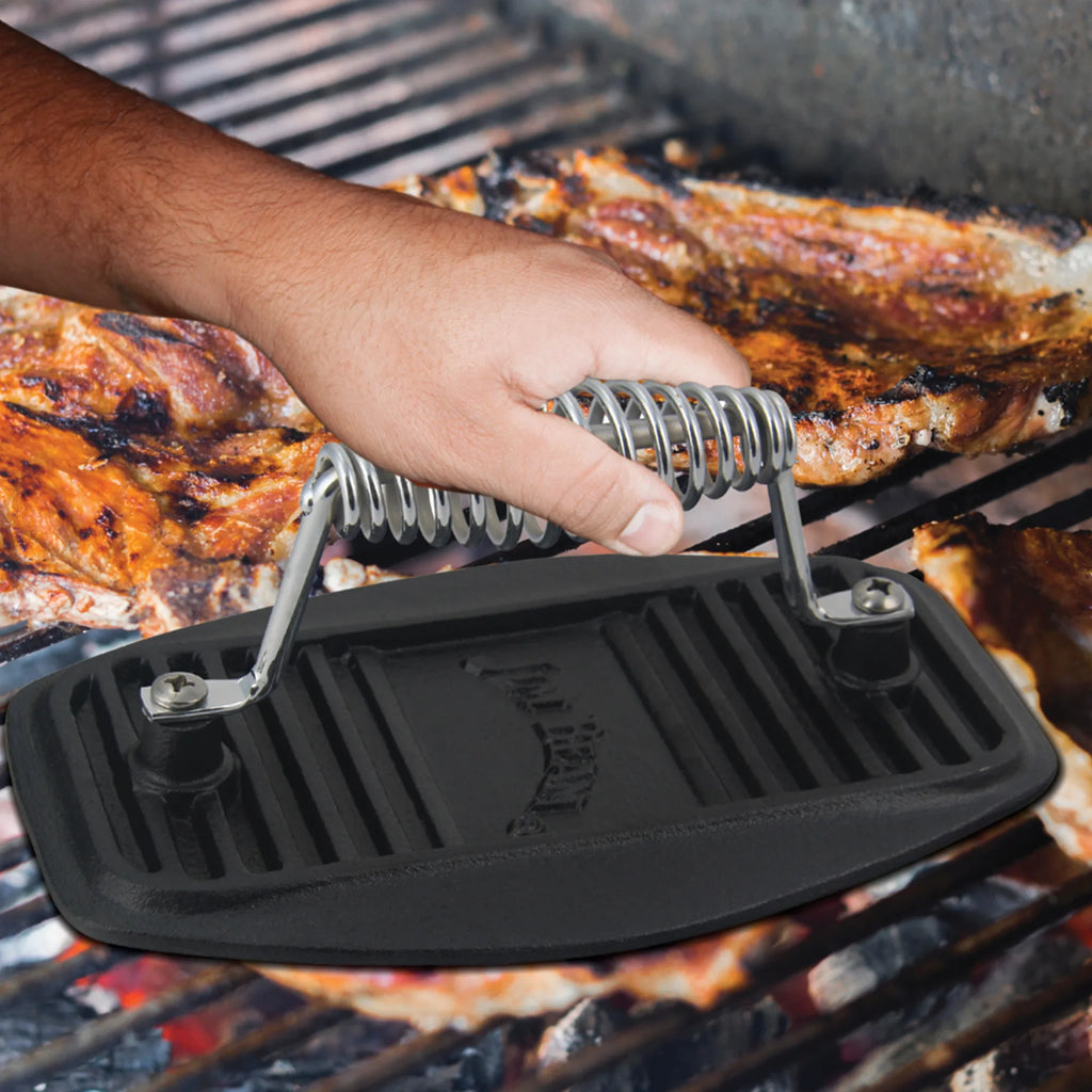 Jim Beam Cast Iron Meat Press – Heavy-Duty Bacon & Steak Searing Press