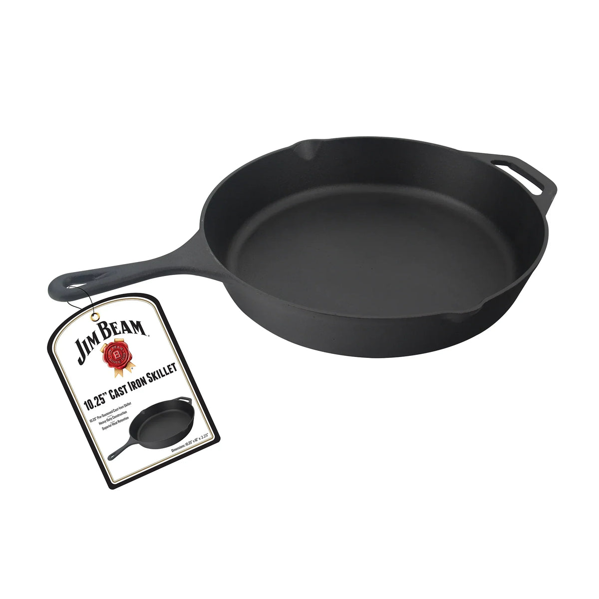 Jim Beam Cast Iron 10.25" Pre-Seasoned Skillet – Multipurpose Stovetop & Oven Pan