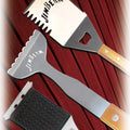 Jim Beam 3 Piece BBQ Tool Set with Grill Brush & 4-in-1 Spatula