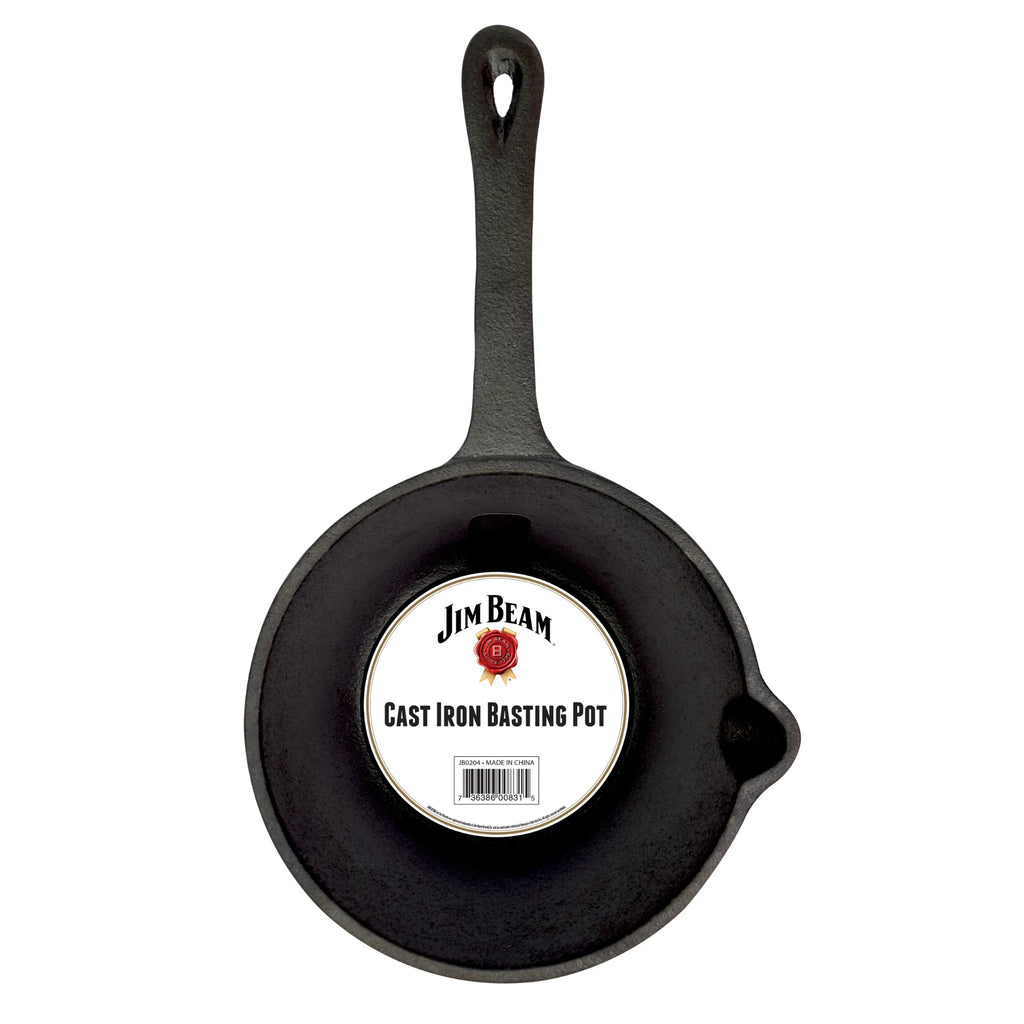 Jim Beam Cast Iron Basting Pot – Pre-Seasoned Sauce & Butter Melting Pot