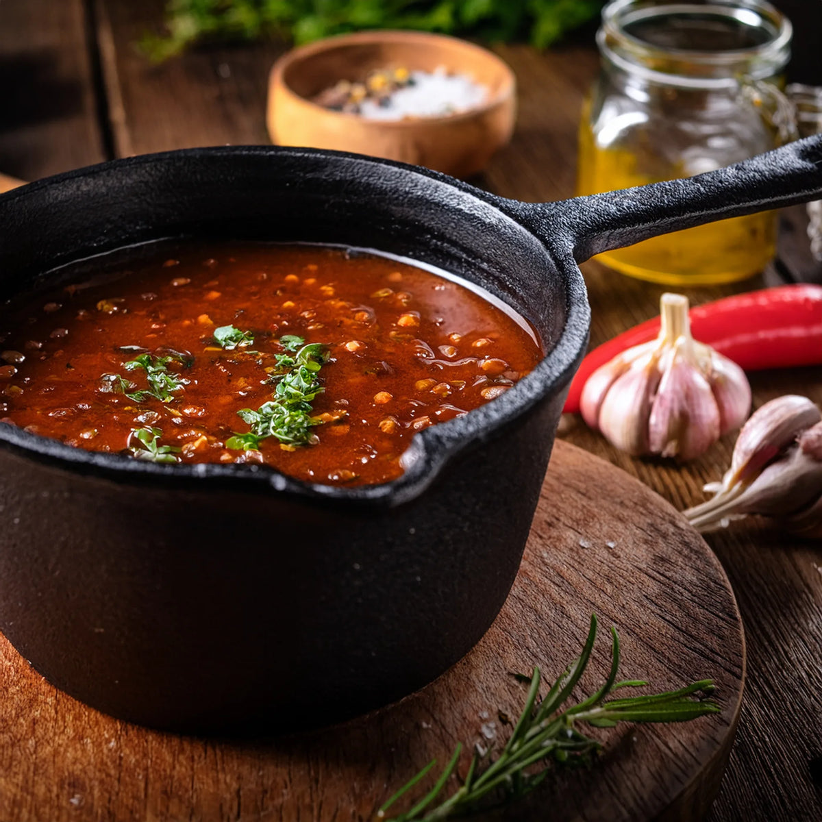 Jim Beam Cast Iron Basting Pot – Pre-Seasoned Sauce & Butter Melting Pot