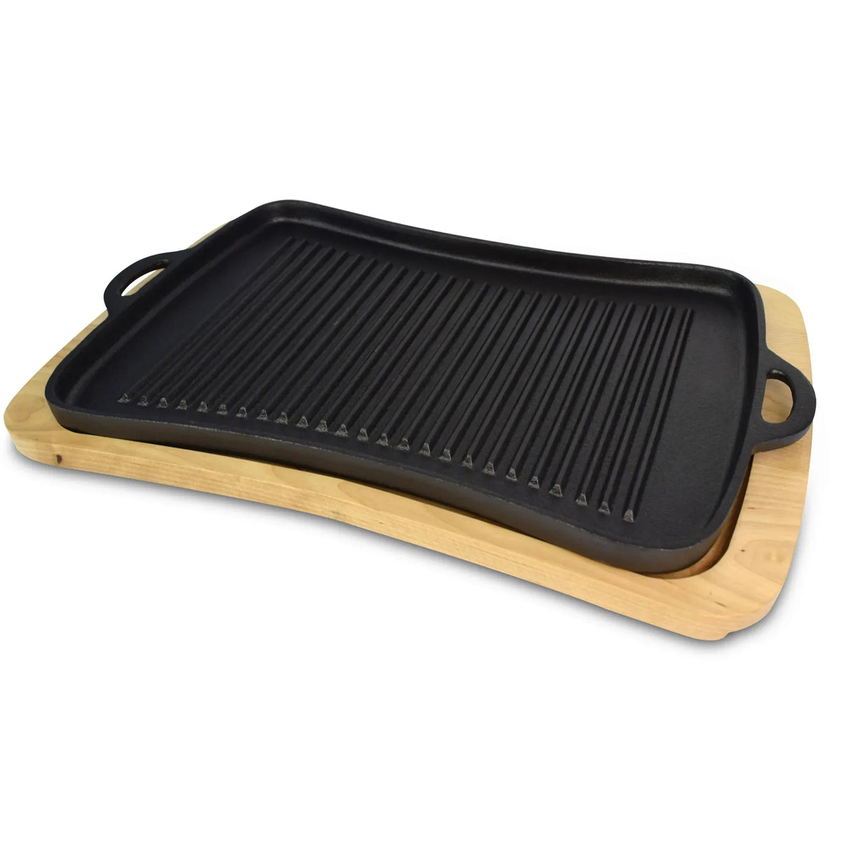 Jim Beam Cast Iron Grill Pan Set – Ridged Pan with Trivet & Silicone Grip