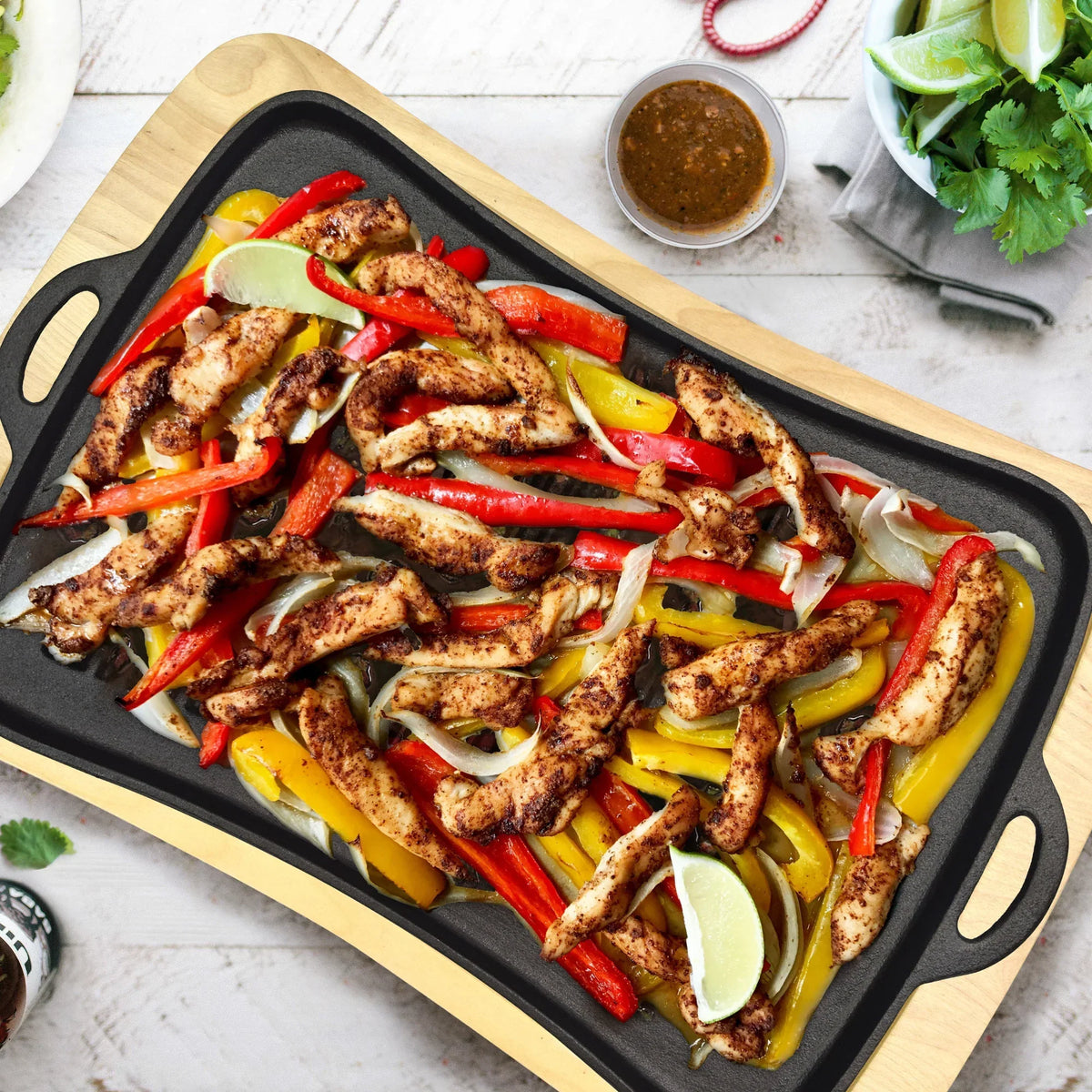 Jim Beam Cast Iron Grill Pan Set – Ridged Pan with Trivet & Silicone Grip