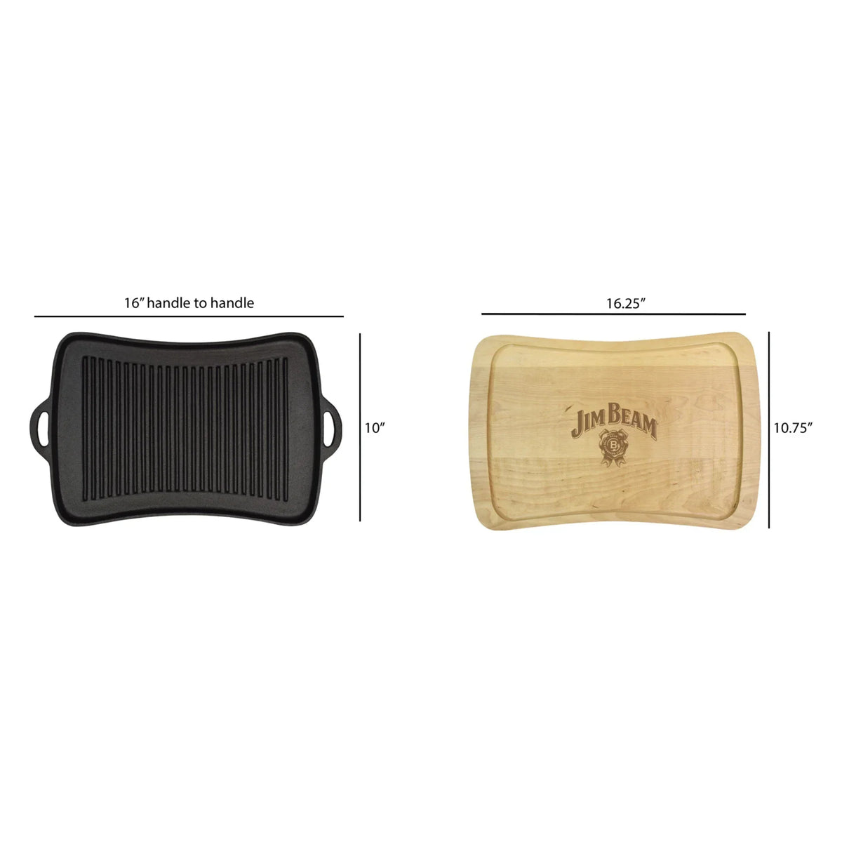 Jim Beam Cast Iron Grill Pan Set – Ridged Pan with Trivet & Silicone Grip