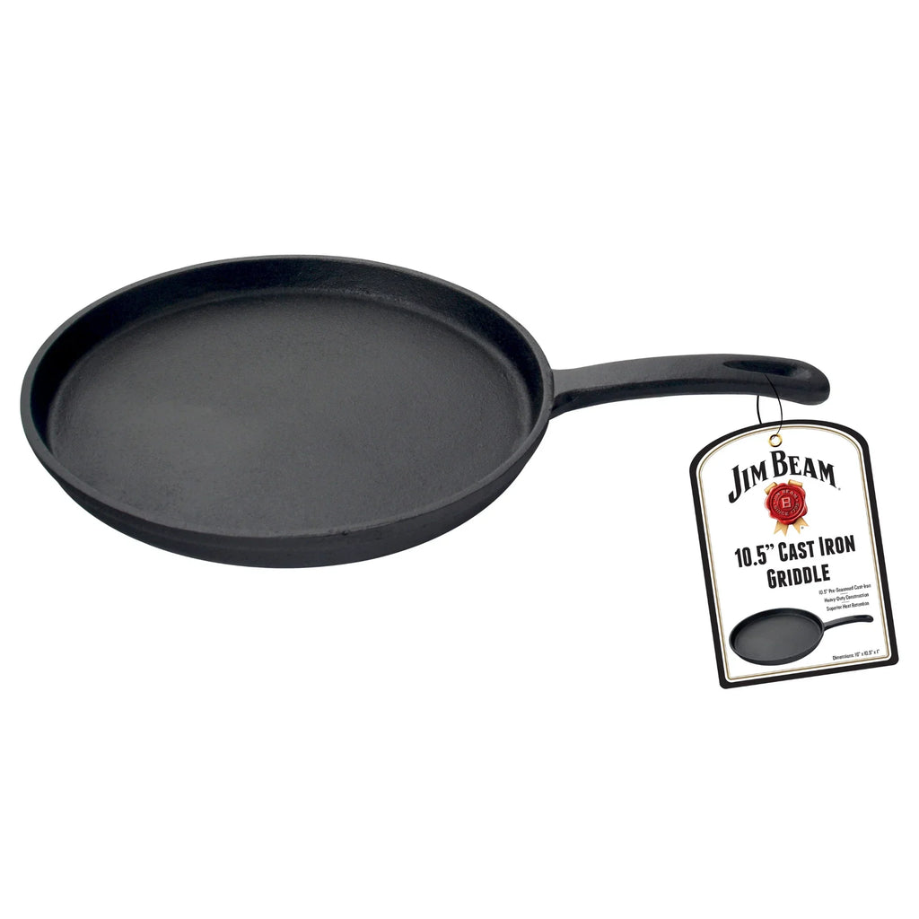 Jim Beam Cast Iron 10.5" Pre-Seasoned Flat Griddle – Wide Cooking Surface