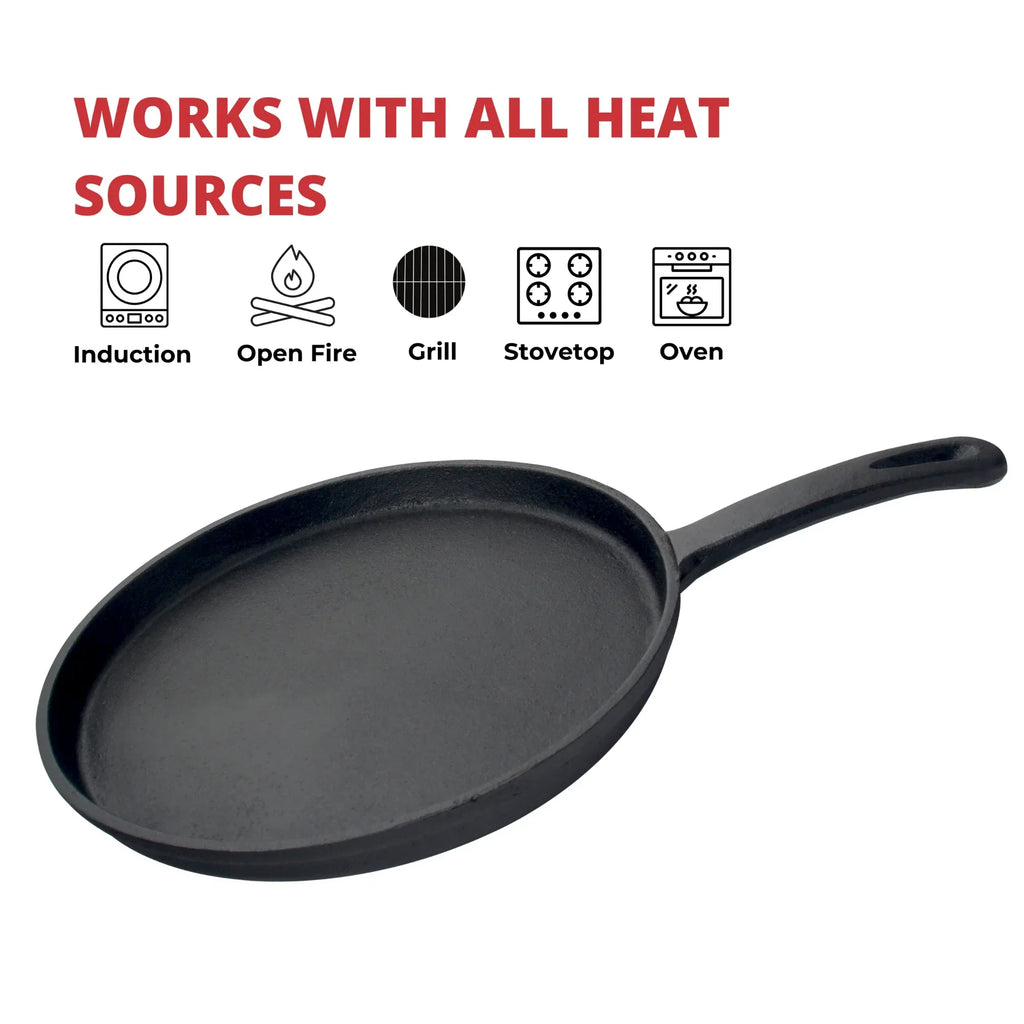 Jim Beam Cast Iron 10.5" Pre-Seasoned Flat Griddle – Wide Cooking Surface