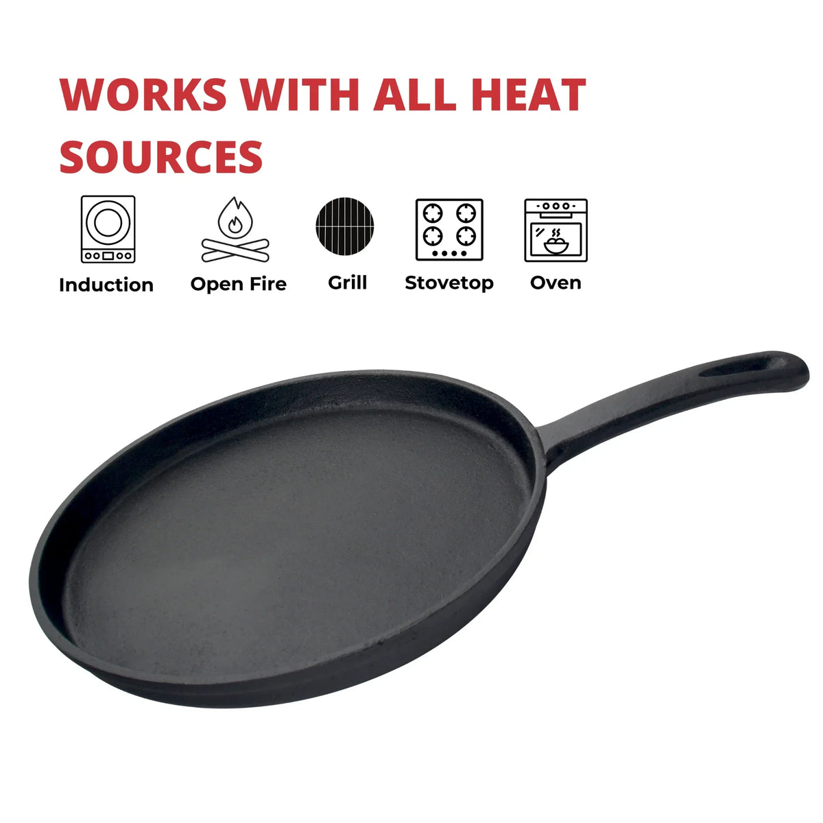 Jim Beam Cast Iron 10.5" Pre-Seasoned Flat Griddle – Wide Cooking Surface