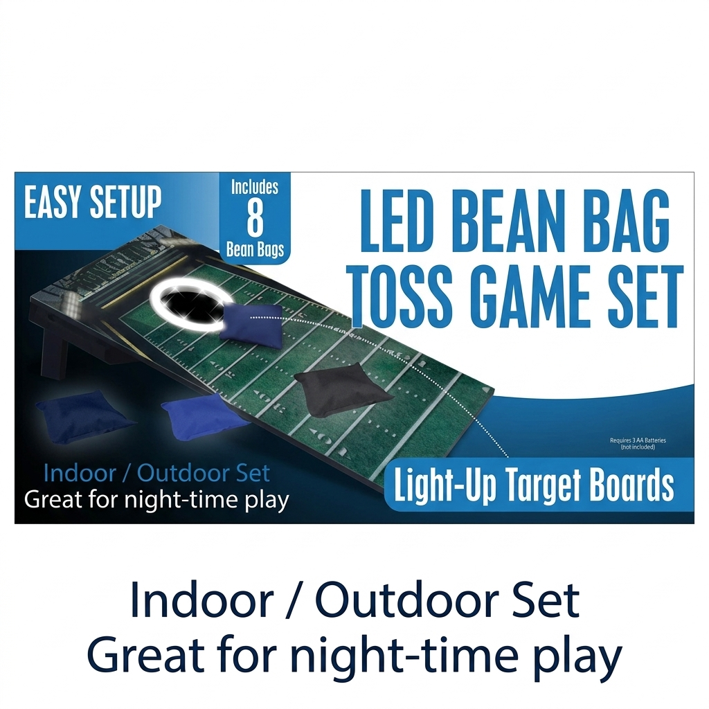 Bean Bag Toss Game LED Lights Night Game Indoor Outdoor Fun Set with 8 Bean Bags