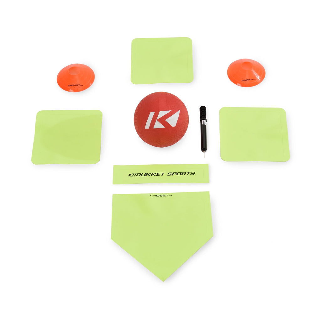 Rukket Sports Portable Travel Backyard Kickball Set with One Kickball and Pump