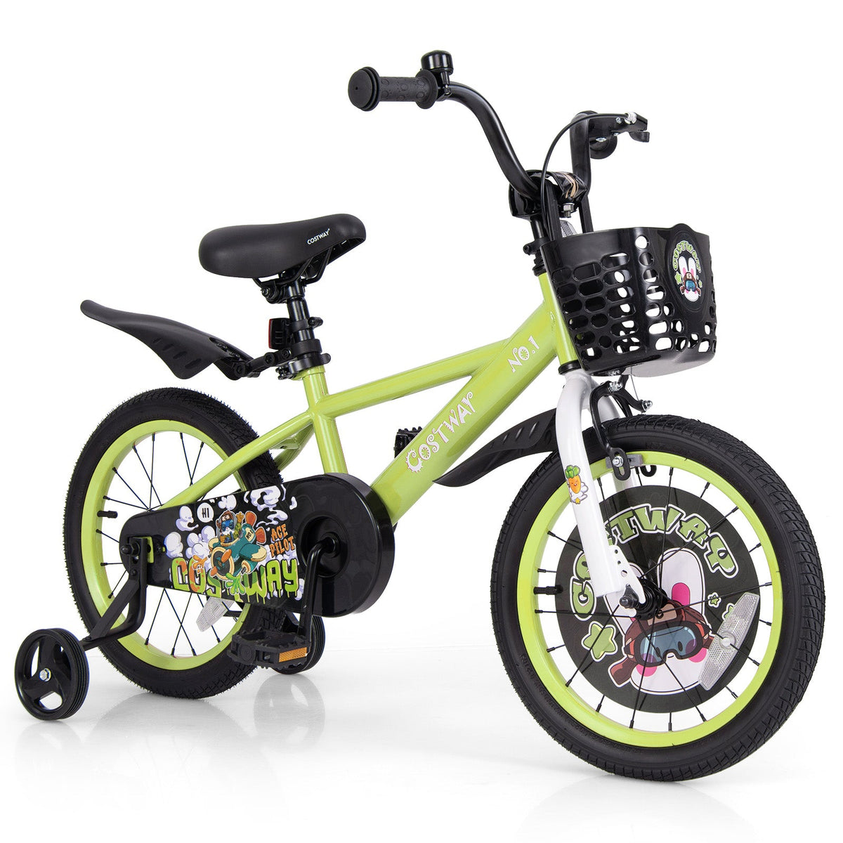 14 Inch Kids Bike Adjustable with Detachable Training Wheels for 3-5 Years Old-14 inches