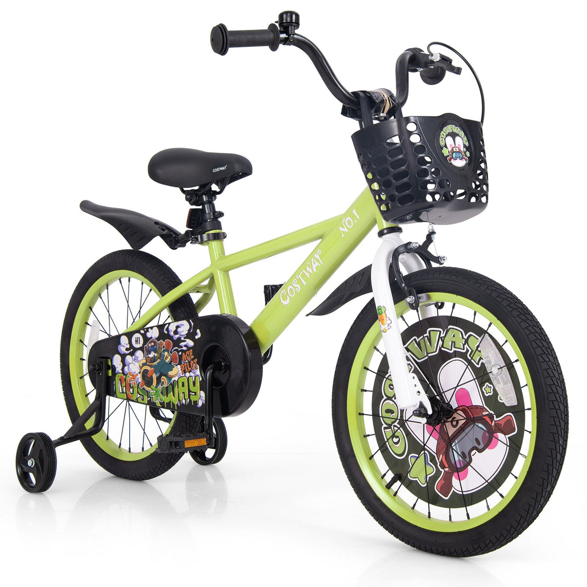 14 Inch Kids Bike Adjustable with Detachable Training Wheels for 3-5 Years Old-14 inches
