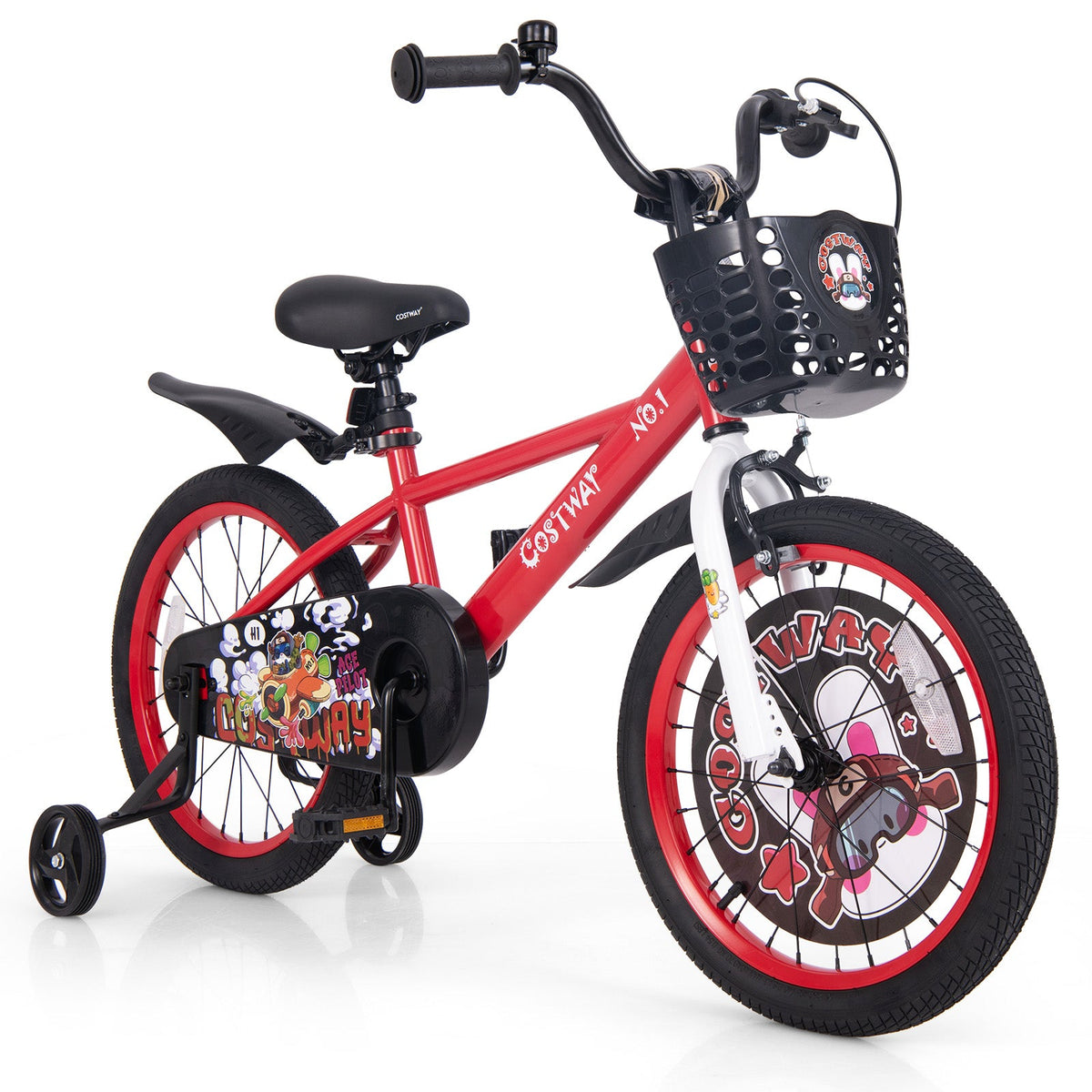 14 Inch Kids Bike Adjustable with Storage Basket and Double Brake for 3-5 Years Old-14 inches