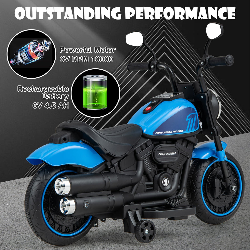 Kids Electric Motorcycle with Training Wheels and LED Headlights