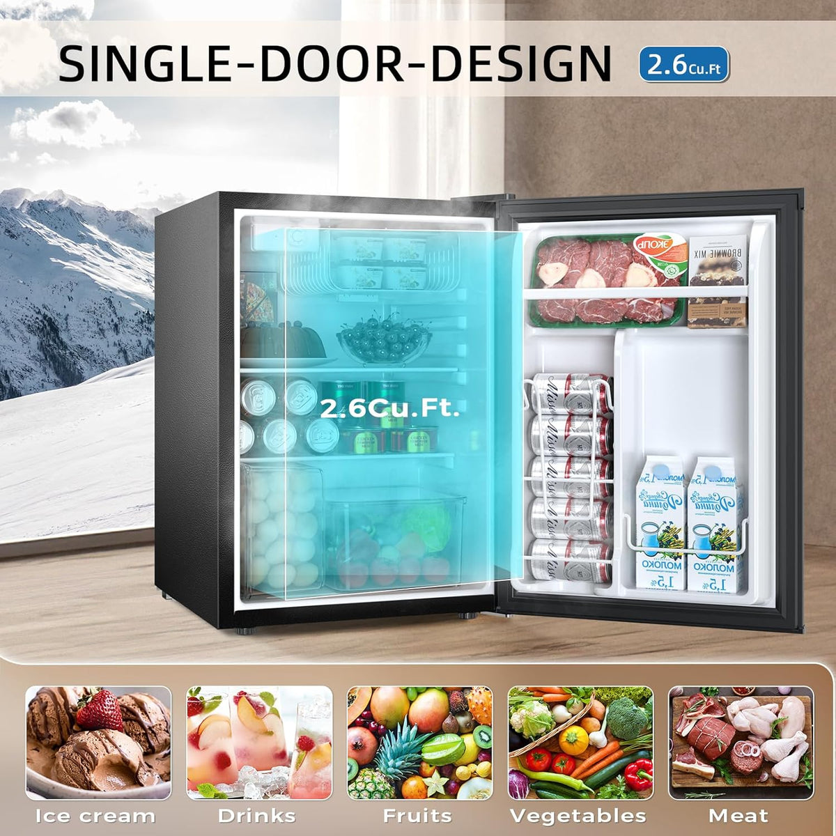 2.6\3.2 cu. ft Mini Fridge with Freezer