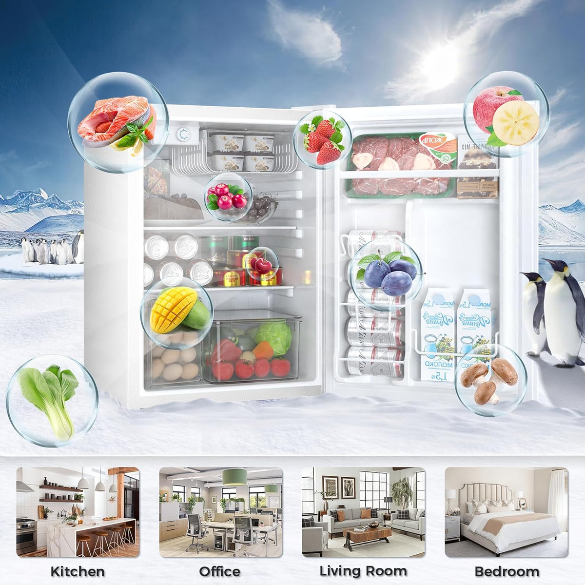 2.6\3.2 cu. ft Mini Fridge with Freezer