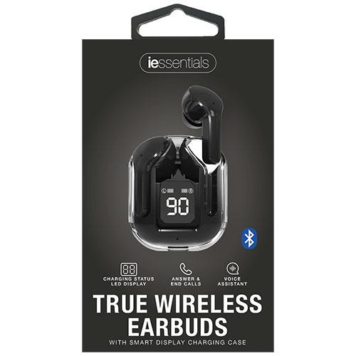 True Wireless Earbuds w/LED Display Black