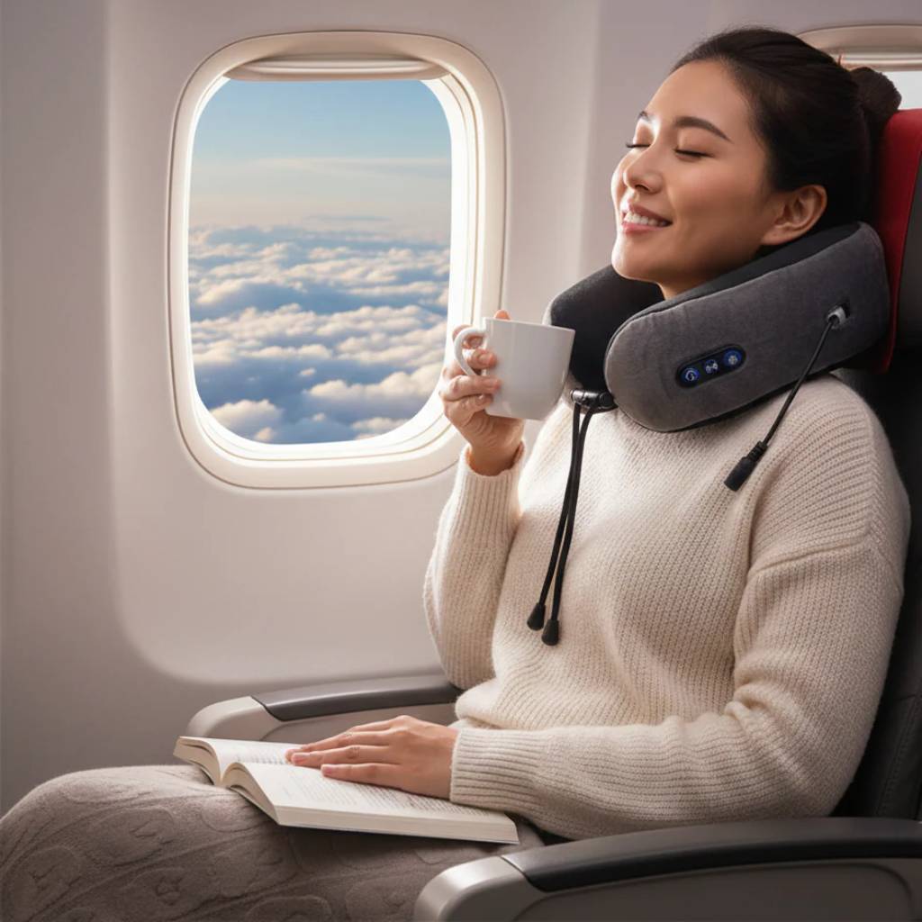 Wireless Shiatsu Neck Massage Pillow – Rechargeable Memory Foam Travel Pillow